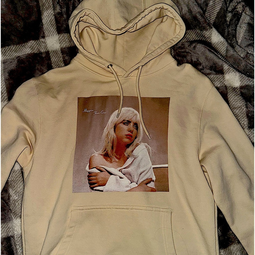 Billie Eilish cream colored small women’s hoodie